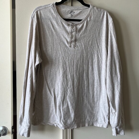 J.Crew Men’s Beige Long Sleeve Broken-In Henley Shirt Size Large - Picture 1 of 5